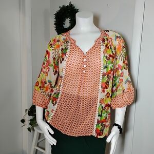 New Directions Multicolor Floral Blouse